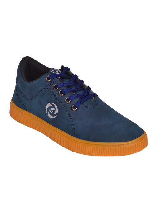 blue leatherette lace up sneaker - 14885091 - Standard Image - 1