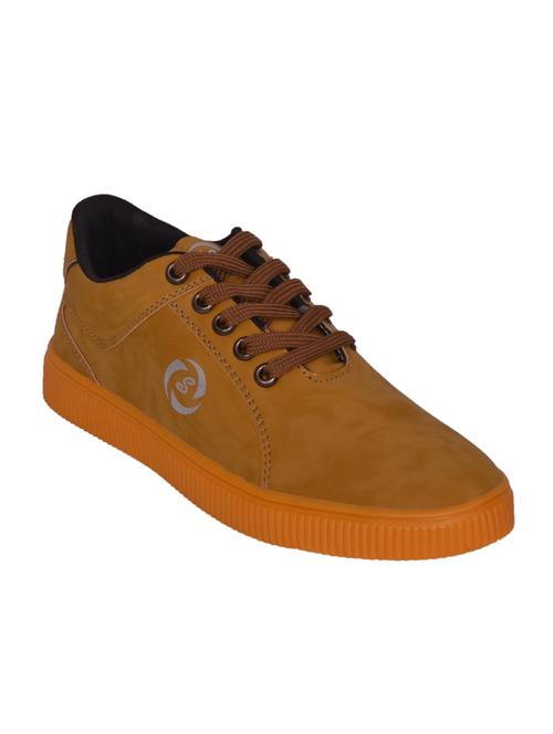 tan leatherette lace up sneaker - 14885094 - Standard Image - 1