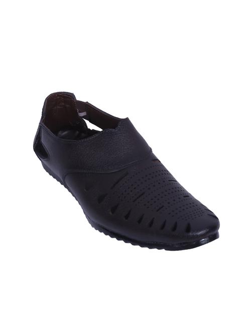 black leatherette slip on sandal - 14885098 - Standard Image - 1