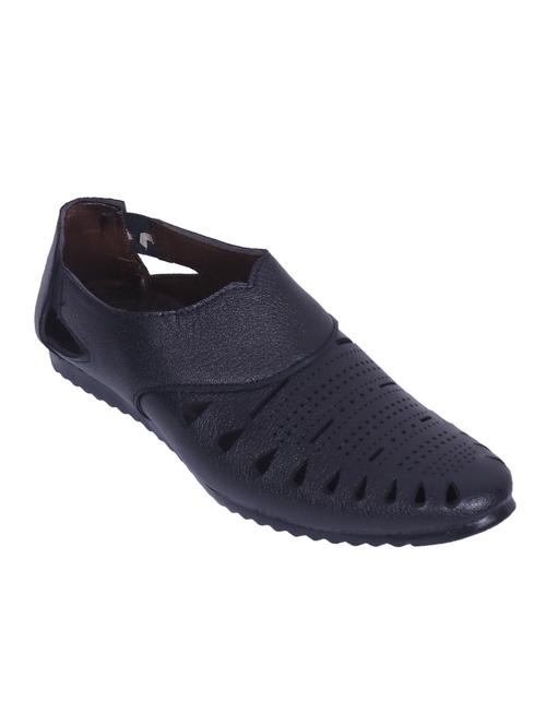 black leatherette slip on sandal - 14885099 - Standard Image - 1