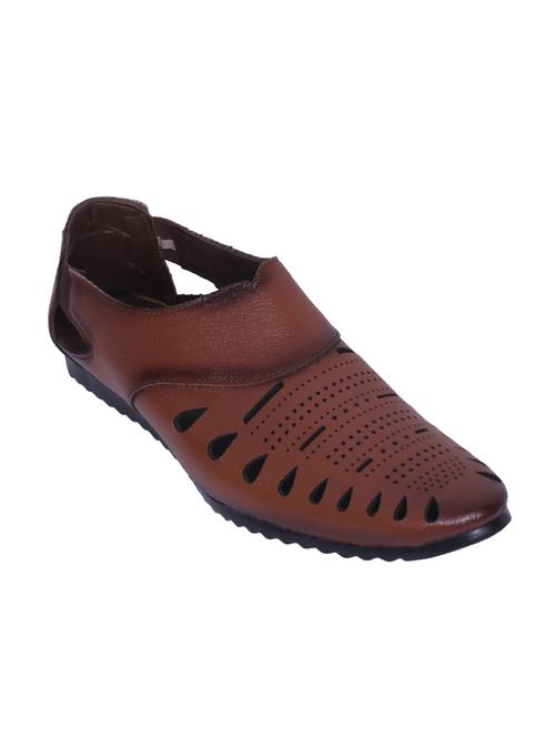 tan leatherette slip on sandal - 14885100 - Standard Image - 1