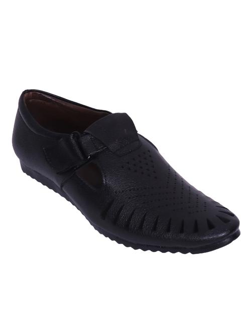 black leatherette slip on sandal - 14885101 - Standard Image - 1