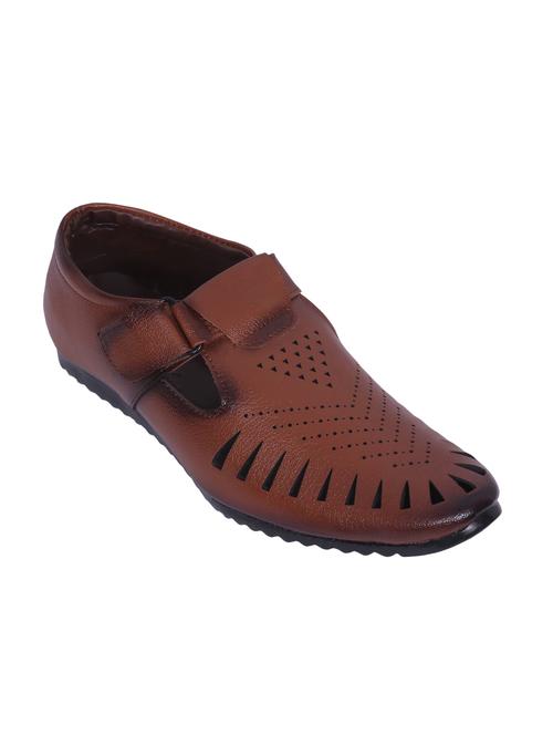 tan leatherette slip on sandal - 14885103 - Standard Image - 1