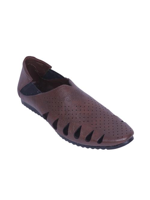 brown leatherette slip on sandal - 14885105 - Standard Image - 1