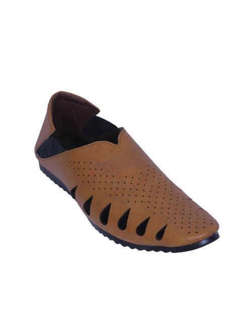 tan leatherette slip on sandal - 14885106 - Standard Image - 1