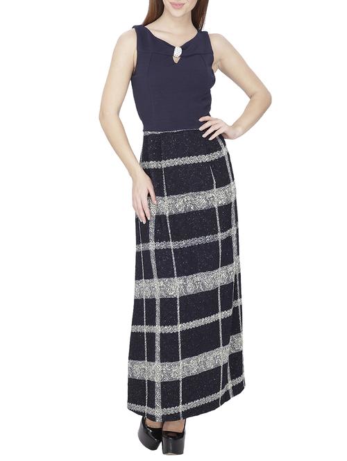 navy blue viscose maxi dress - 14885167 - Very Small Image - 1
