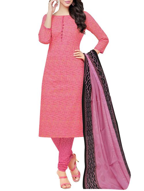 peach cotton churidaar suits unstitched suit - 14885427 - Very Small Image - 1