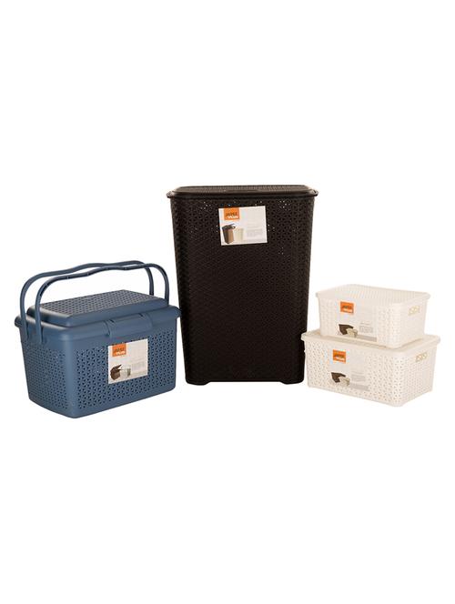 Laundary Basket & Baskets with lid, Multicolor (pack of 4) - 14886103 - Very Small Image - 1