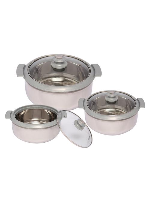 Metallica Set of 3 Casserole (1000+1500+2000) Silver - 14886143 - Very Small Image - 1