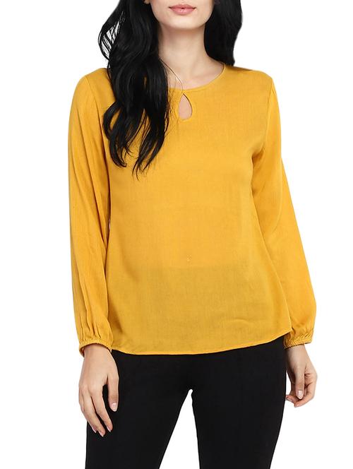 solid yellow rayon top - 14886253 - Standard Image - 1