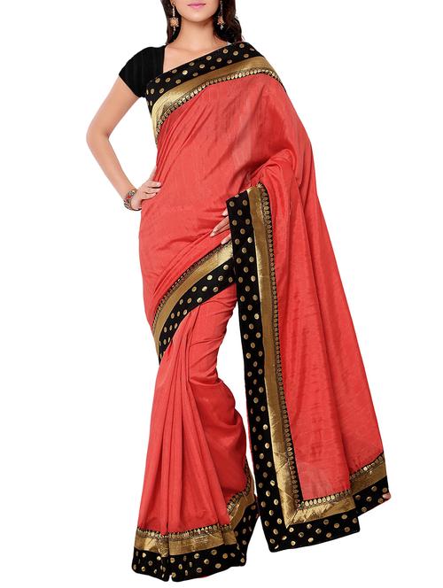 orange matka silk bordered saree with blouse - 14886422 - Very Small Image - 1