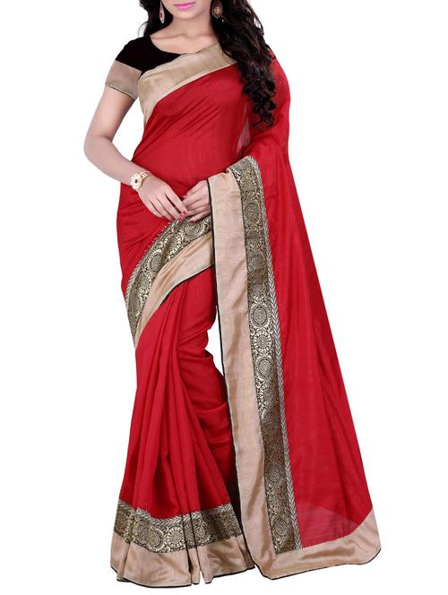 red matka silk bordered saree with blouse - 14886426 - Standard Image - 1