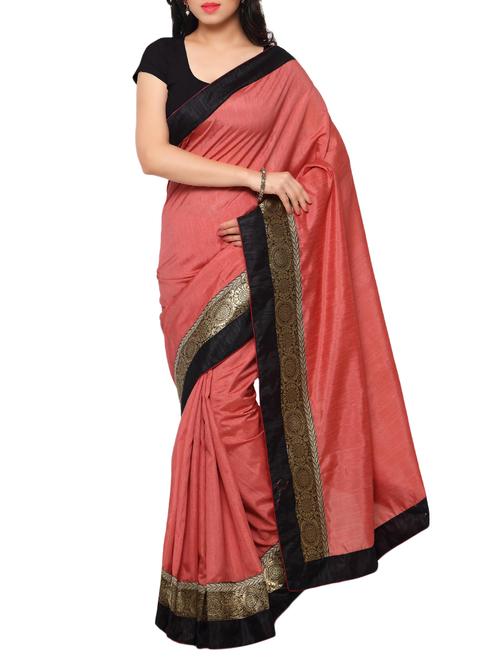 orange matka silk bordered saree with blouse - 14886429 - Very Small Image - 1