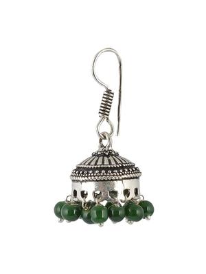 green metal jhumka earrings - 14886529 - Standard Image - 2