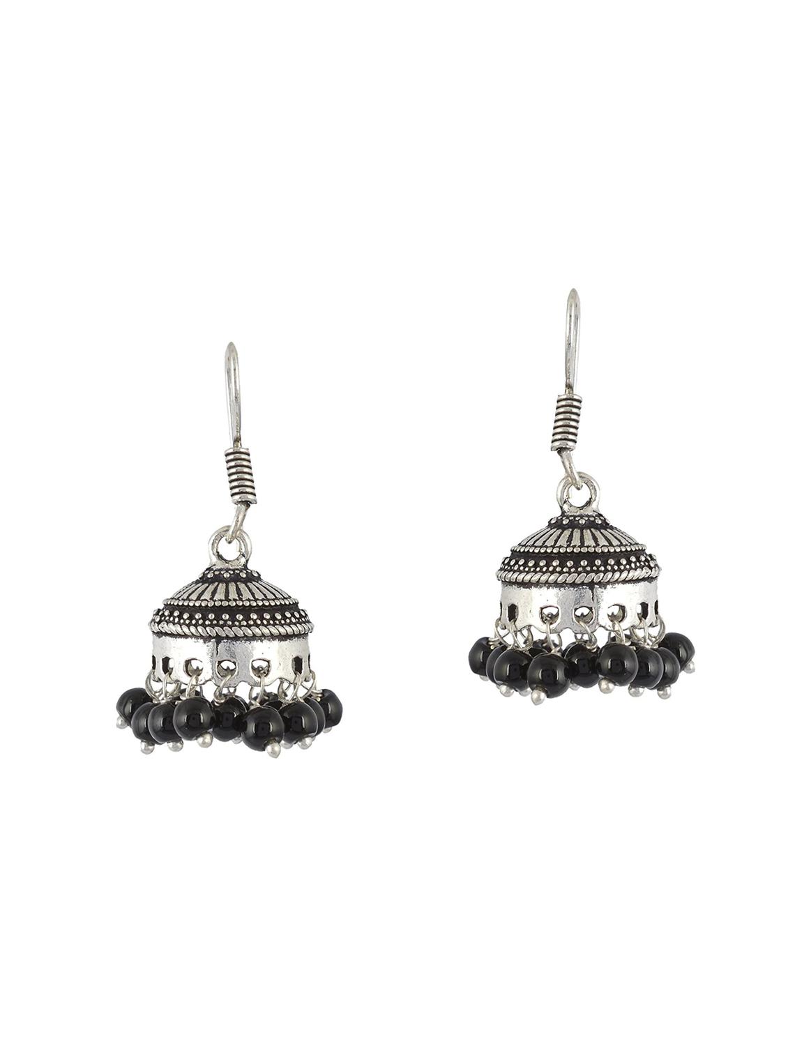 black metal jhumka earrings - 14886534 - Zoom Image - 1