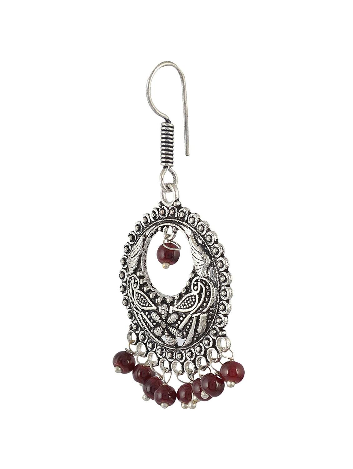 silver metal chandballi earrings - 14886583 - Zoom Image - 2