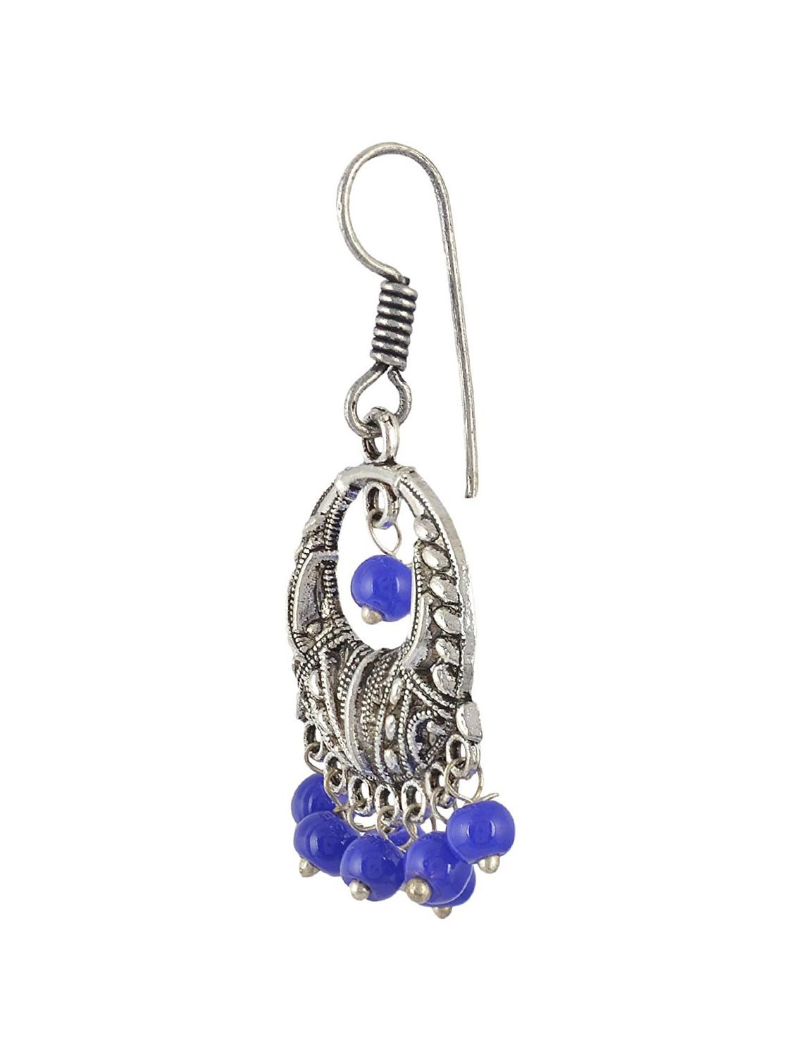 blue metal chandballi earrings - 14886586 - Zoom Image - 2