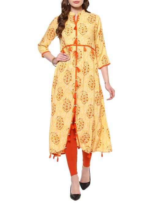 multi colored rayon asymmetric kurta - 14886613 - Very Small Image - 1