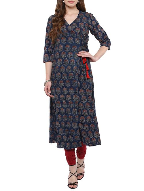 blue cotton indigo kurta - 14886619 - Very Small Image - 1