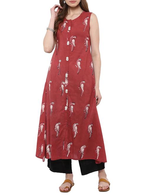 multi colored cotton flared kurta - 14886621 - Very Small Image - 1