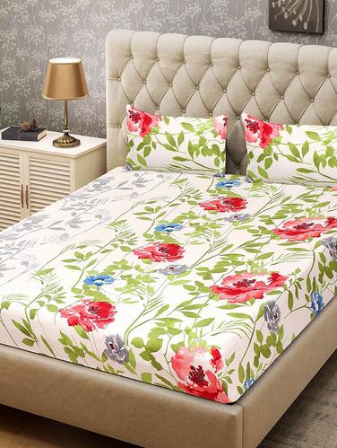 3D PolyCotton Double Bed Sheet with 2 Pillow Covers - 14886721 - Very Small Image - 1