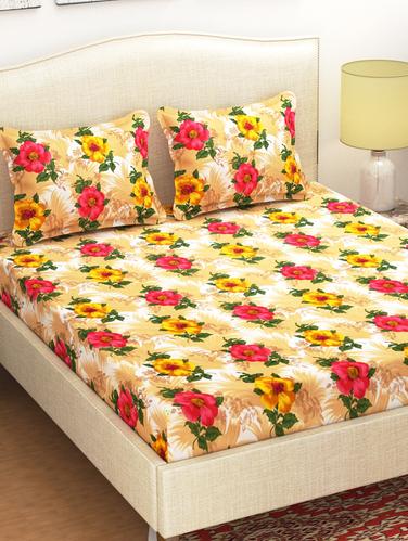 PolyCotton Double Bedsheet with 2 Pillow Covers - 14886723 - Very Small Image - 1