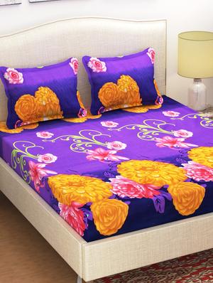 PolyCotton Double Bedsheet with 2 Pillow Covers - 14886731 - Standard Image - 1