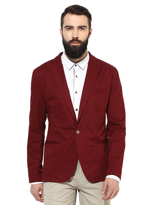 red cotton blend casual blazer - 14886748 - Very Small Image - 1