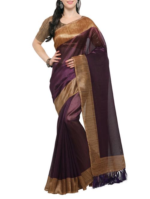 purple tussar silk saree with blouse - 14886946 - Very Small Image - 1