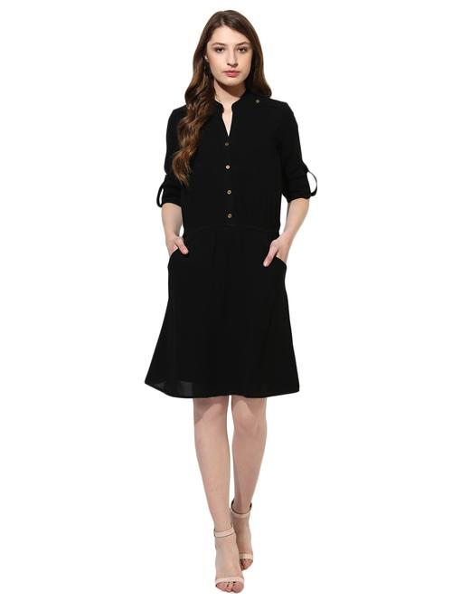black crepe aline dress - 14886975 - Very Small Image - 1