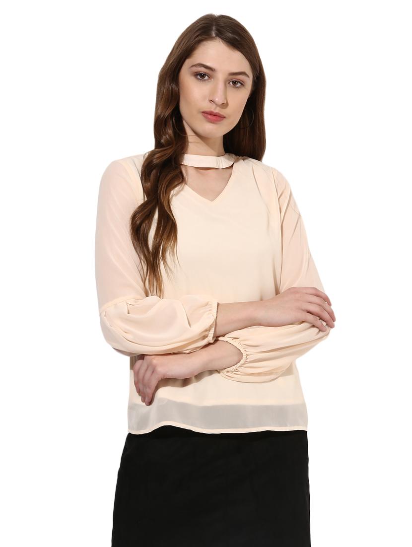 choker neck lantern sleeved top - 14886981 - Zoom Image - 1