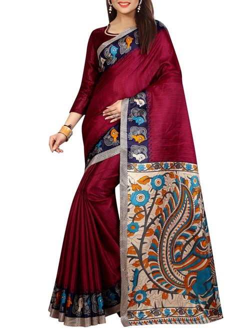 magenta khadi printed saree with blouse - 14887043 - Very Small Image - 1