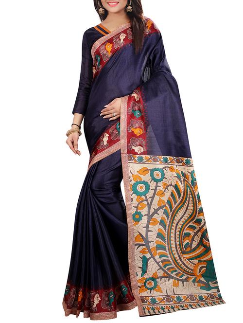 blue khadi printed saree with blouse - 14887069 - Very Small Image - 1
