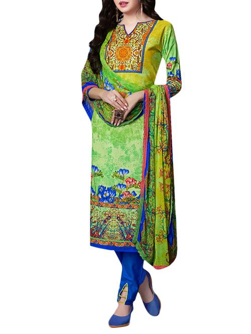 Samwri printed green salwar suit unstitched suit - 14887098 - Very Small Image - 1