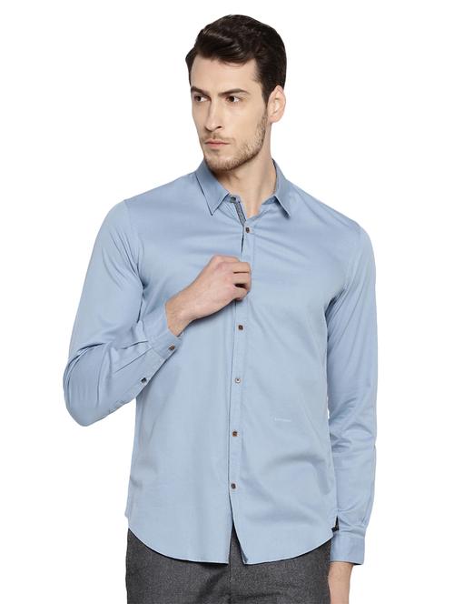 light blue cotton casual shirt - 14887158 - Very Small Image - 1