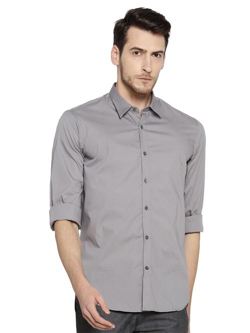 grey cotton casual shirt - 14887198 - Very Small Image - 1
