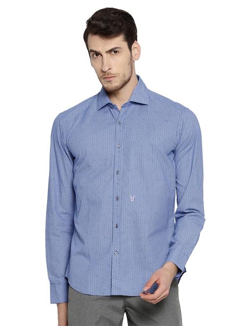 blue cotton casual shirt - 14887220 - Very Small Image - 1