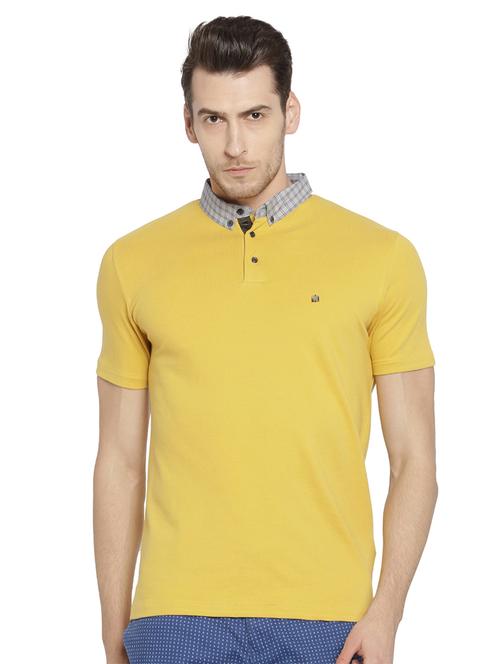 yellow cotton collared t-shirt - 14887221 - Very Small Image - 1