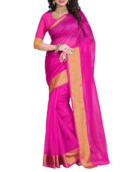 pink art silk bordered saree with blouse - 14887225 - Standard Image - 1
