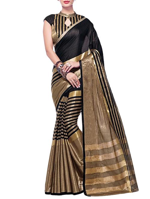 black cotton woven saree - 14887226 - Very Small Image - 1