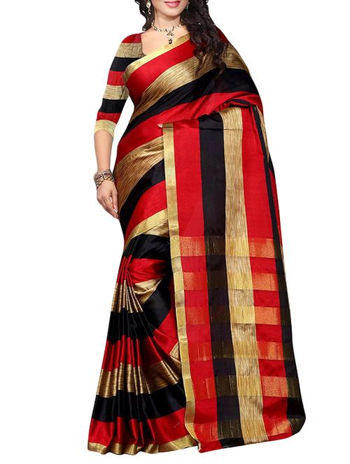 red woven saree with blouse - 14887239 - Standard Image - 1