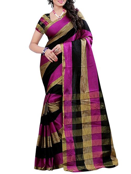 purple woven saree with blouse - 14887240 - Standard Image - 1