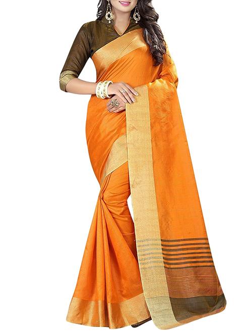 yellow cotton bordered saree with blouse - 14887267 - Standard Image - 1