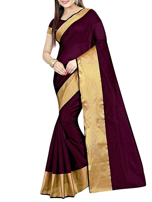 purple cotton silk bordered saree with blouse - 14887311 - Very Small Image - 1