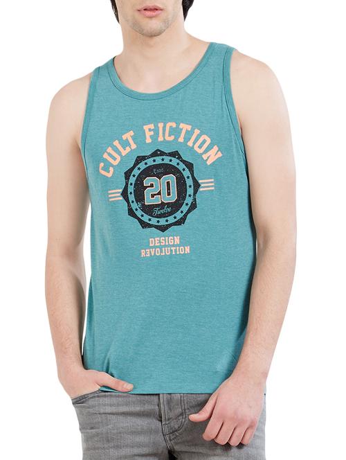 blue cotton chest print t-shirt - 14887445 - Very Small Image - 1