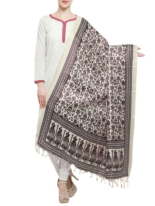 brown art silk printed dupatta - 14887619 - Very Small Image - 1