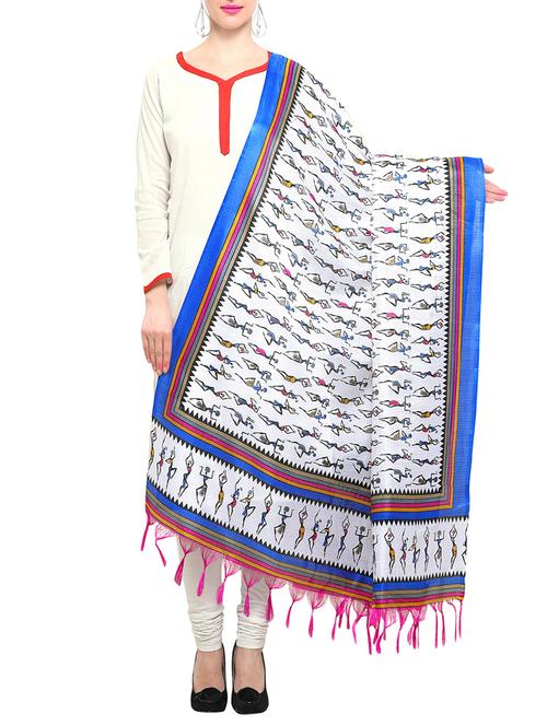 cream art silk printed dupatta - 14887627 - Standard Image - 1