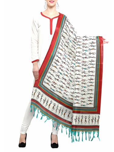 cream art silk printed dupatta - 14887629 - Very Small Image - 1