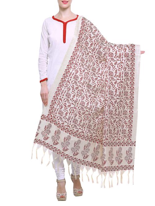 cream art silk dupatta - 14887631 - Very Small Image - 1