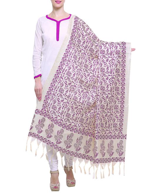 cream art silk dupatta - 14887632 - Very Small Image - 1